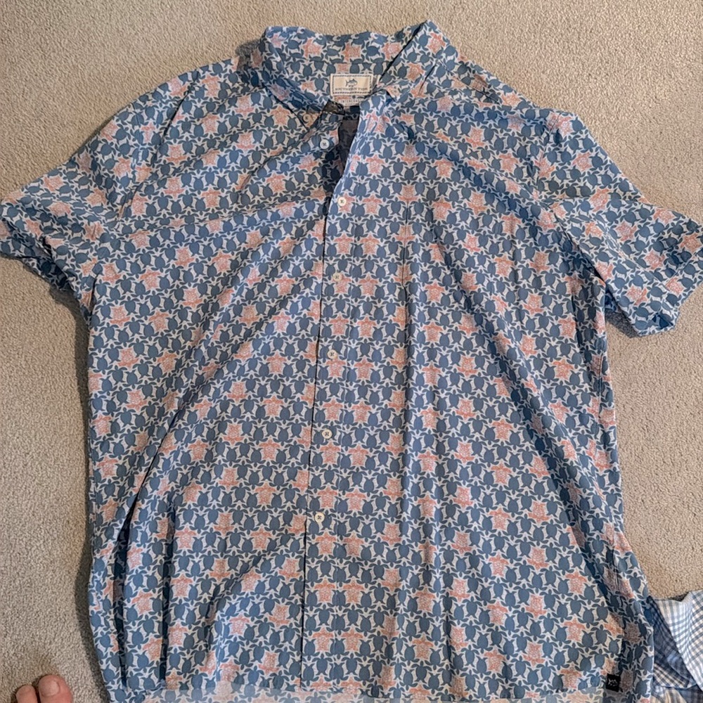 Southern Tide Intercoastal Collection Short Sleeve Shirt Turtle Print XXL